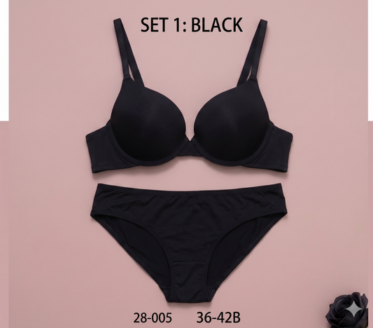 Burgundy Solid Padded Lingerie Set